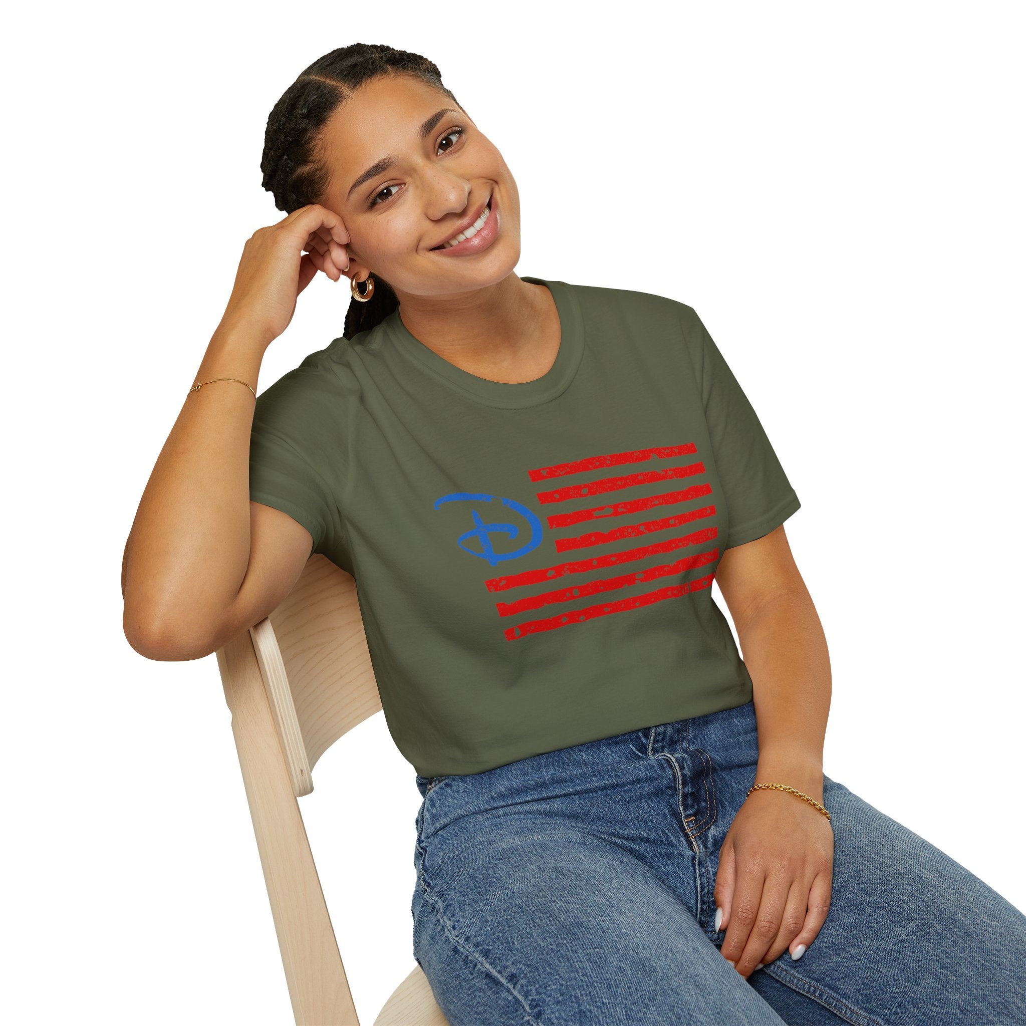 Distressed American Flag Tee with Classic Disney Style