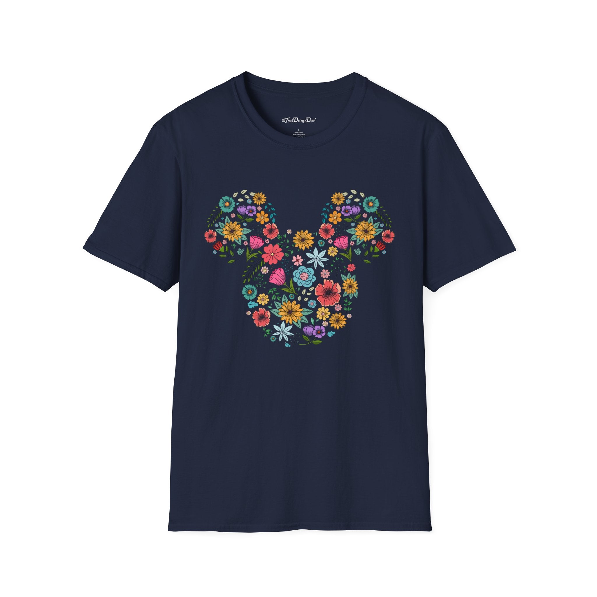 Mouse-Head Floral T-Shirt — Springtime Flower Silhouette