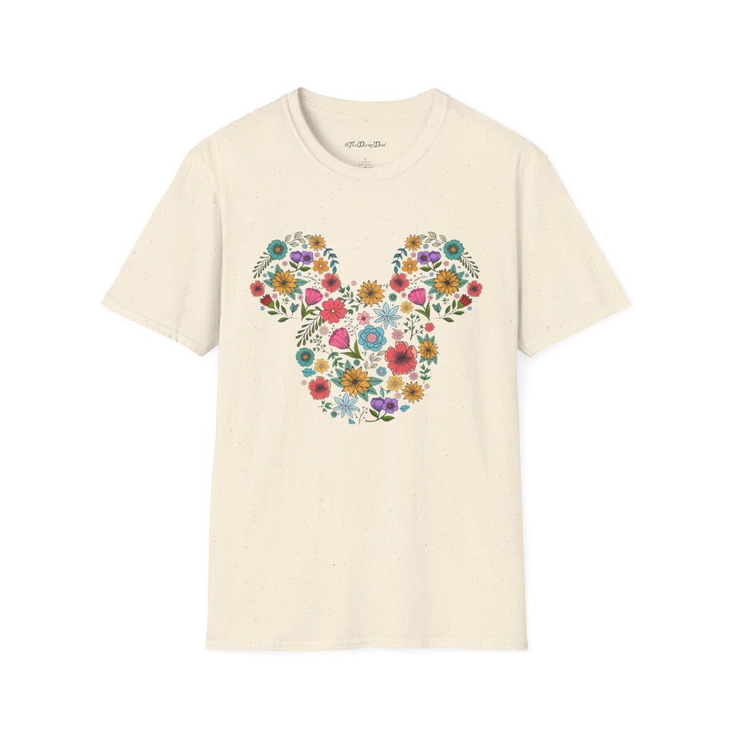 Mouse-Head Floral T-Shirt — Springtime Flower Silhouette