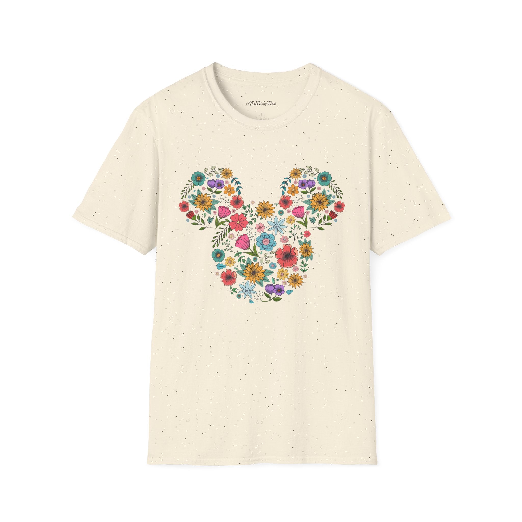 Mouse-Head Floral T-Shirt — Springtime Flower Silhouette