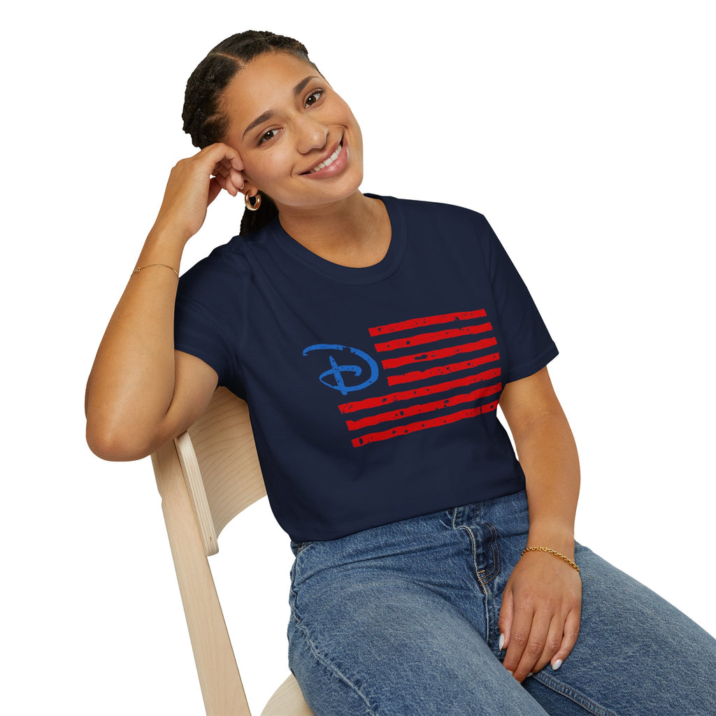 Distressed American Flag Tee with Classic Disney Style