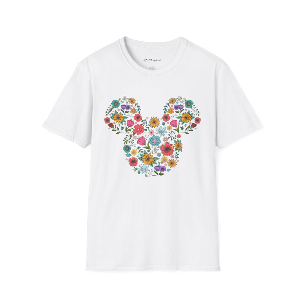Mouse-Head Floral T-Shirt — Springtime Flower Silhouette
