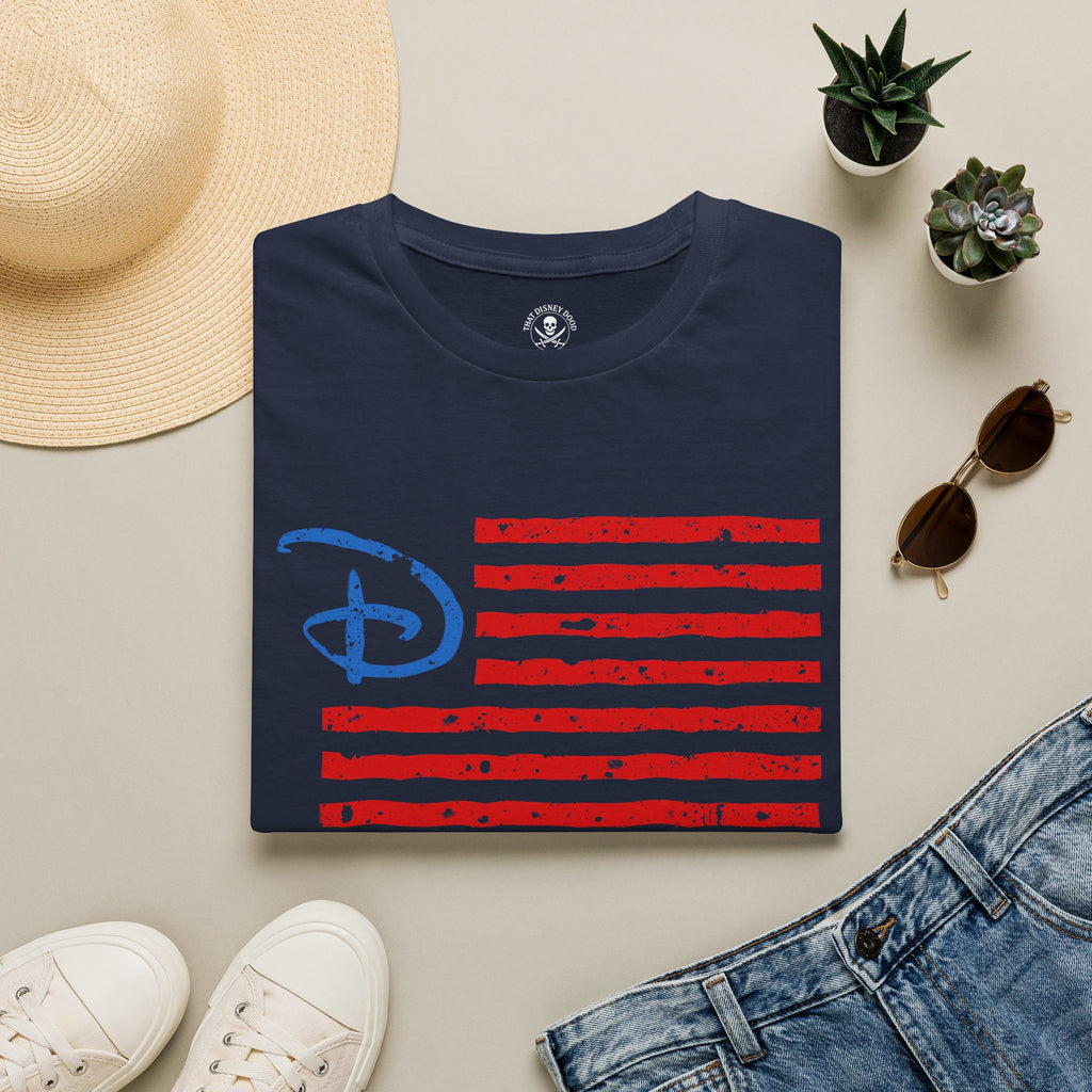 Distressed American Flag Tee with Classic Disney Style