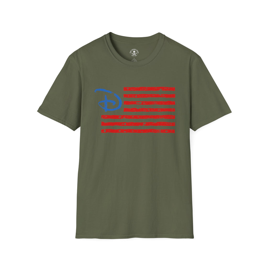 Distressed American Flag Tee with Classic Disney Style