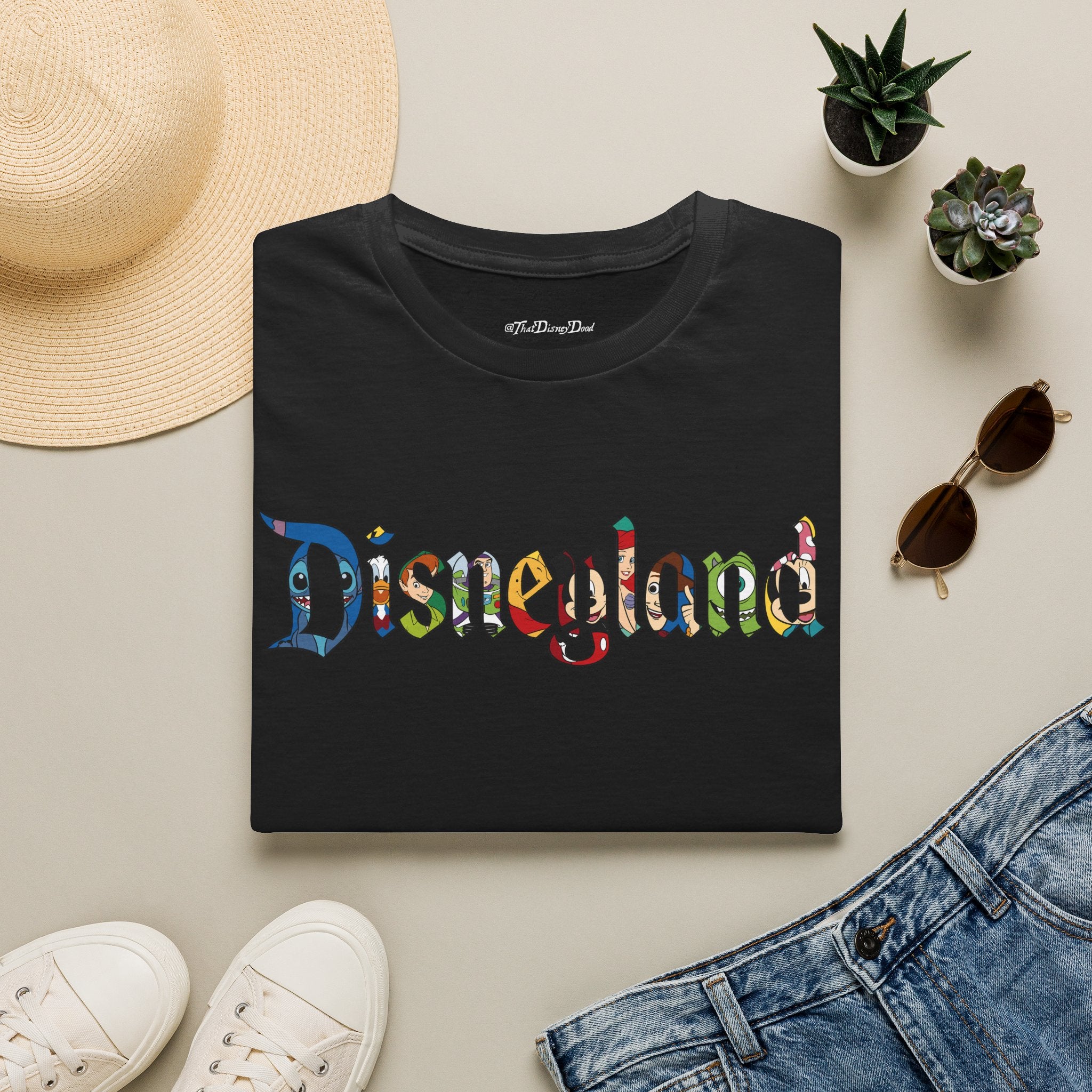 Socal Theme Park Characters T-Shirt — Classic Letter Art