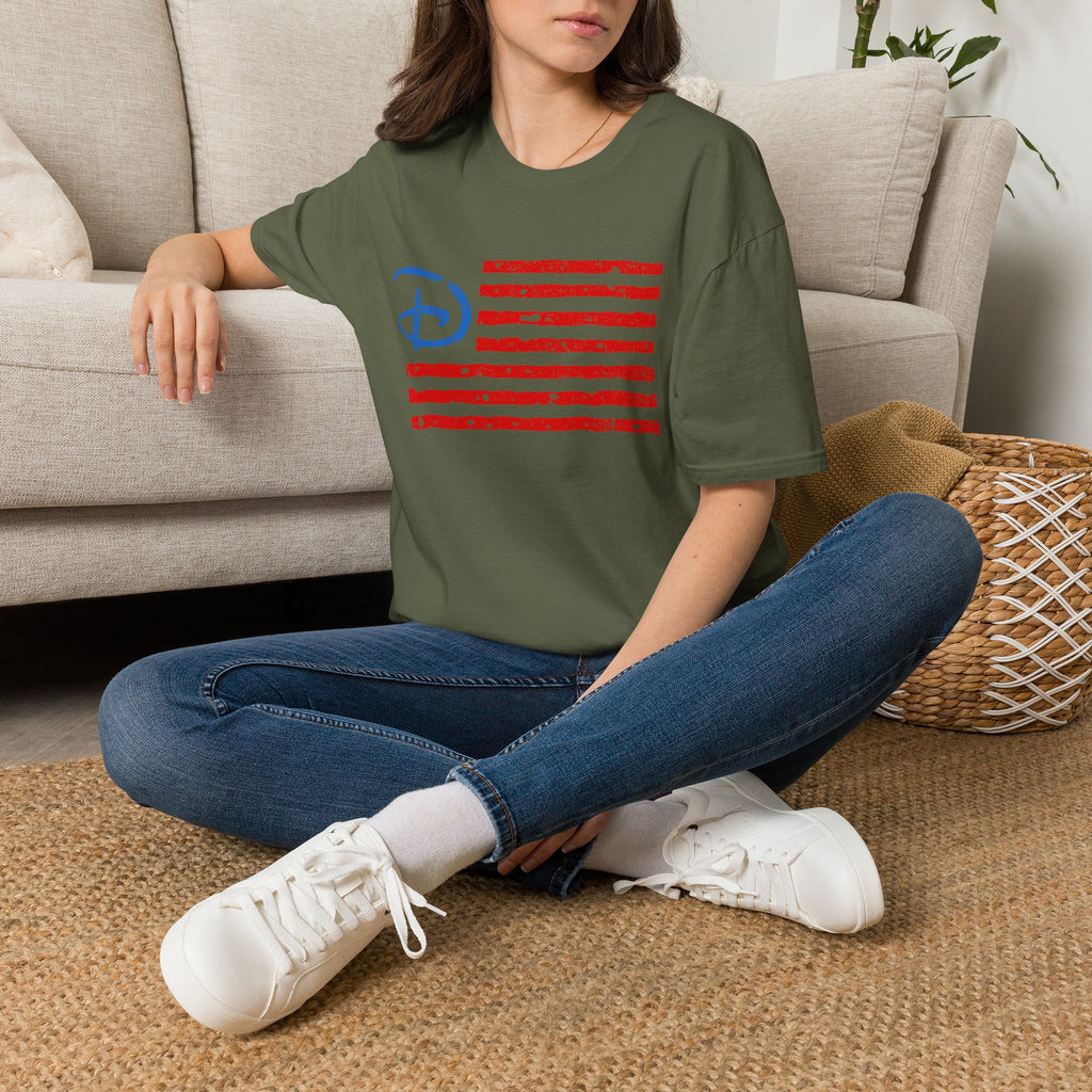 Distressed American Flag Tee with Classic Disney Style