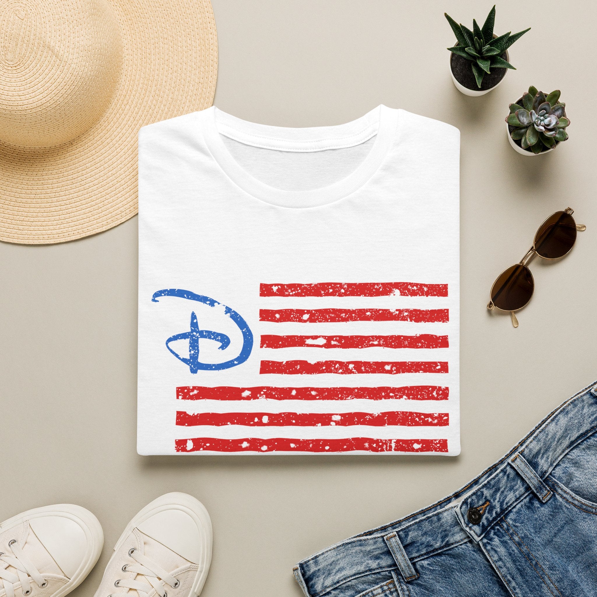 Distressed American Flag Tee with Classic SoCal Park Style