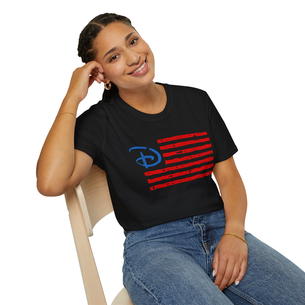 Distressed American Flag Tee with Classic Disney Style