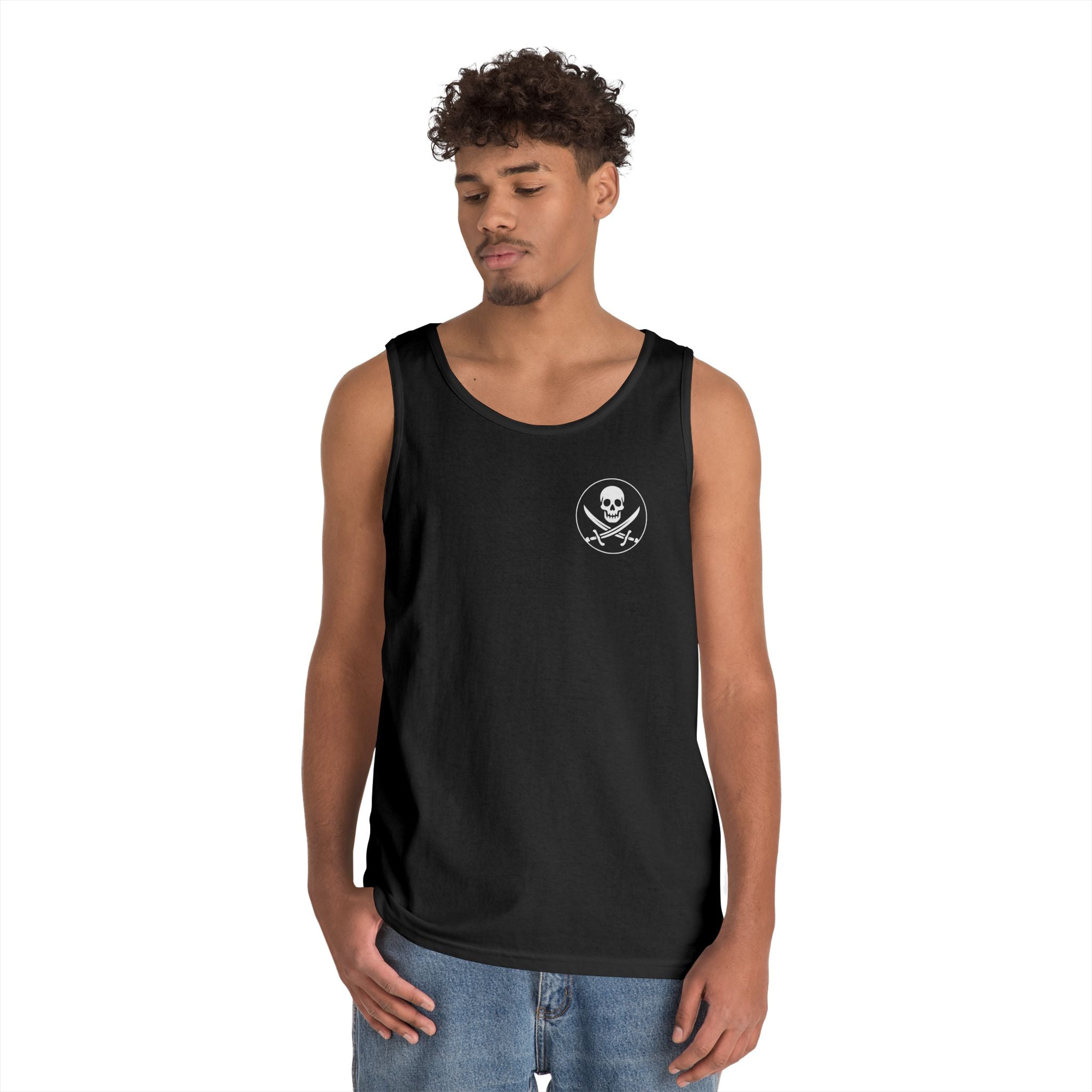 "Dead Men at the Helm" Pirate Skeleton Tank Top - Skull & Crossed Cutlasses