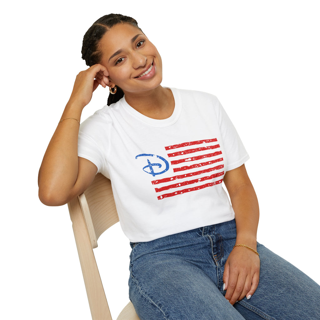 Distressed American Flag Tee with Classic Disney Style
